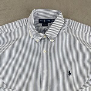 Vintage Polo Ralph Lauren Shirt Men‎ 16.5 White Blue Striped Yarmouth Pony NWT